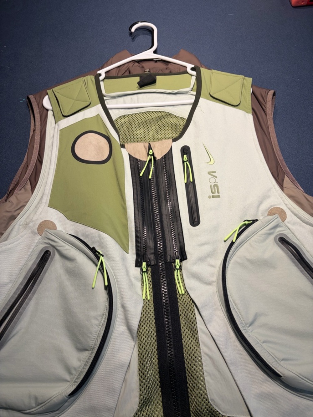 Nike Olive and Light Brown Puffer Jacket with Black Swoosh